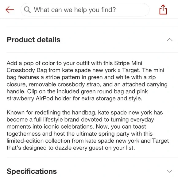 Stripe Mini Crossbody Bag - kate spade new york x Target Green/White - Picture 7 of 8